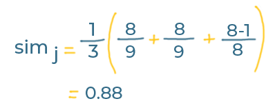 jaro formula with our values = 0.88